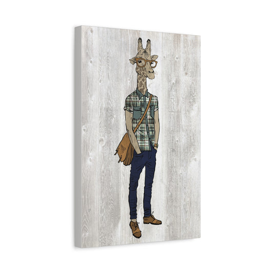 Hipster Giraffe Funny Animal Canvas Print