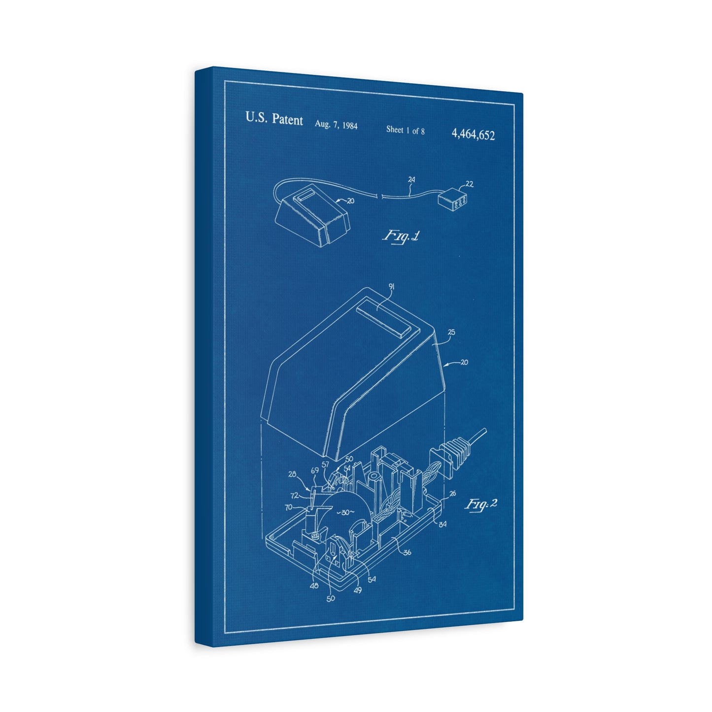 Computer Mouse Blueprint Art Canvas Print