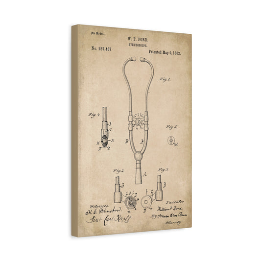 Stethoscope Medical Patent Canvas Wall Art