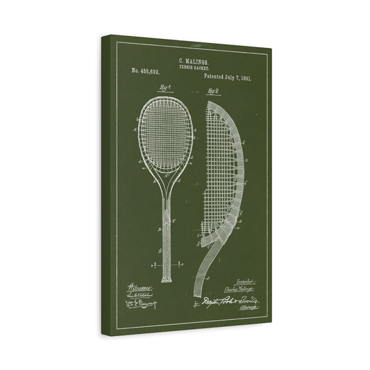Tennis Racquet Patent Canvas Wall Art