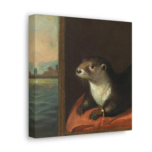 Contemplative Otter Oil Painting III Canvas Print