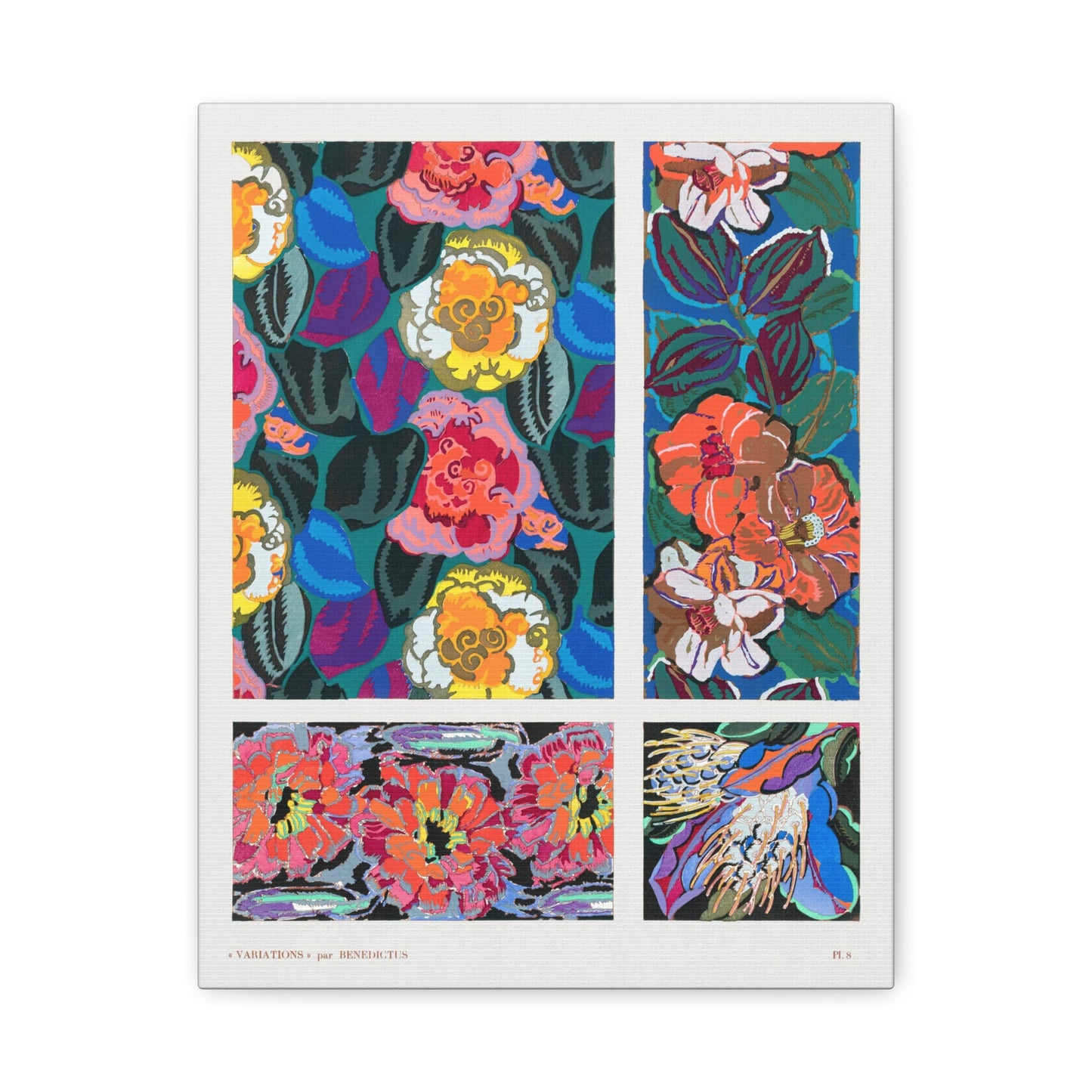 Variations #8 - Floral Art Deco Pattern by Edouard Benedictus Canvas Print