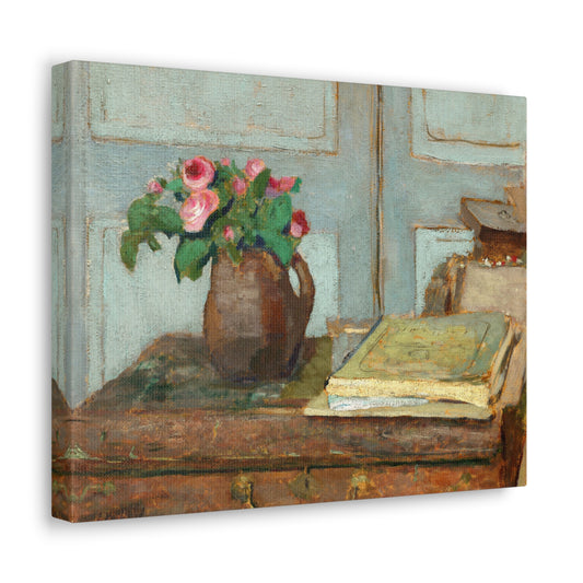 The Artist's Paint Box and Moss Roses by Edouard Vuillard Canvas Print