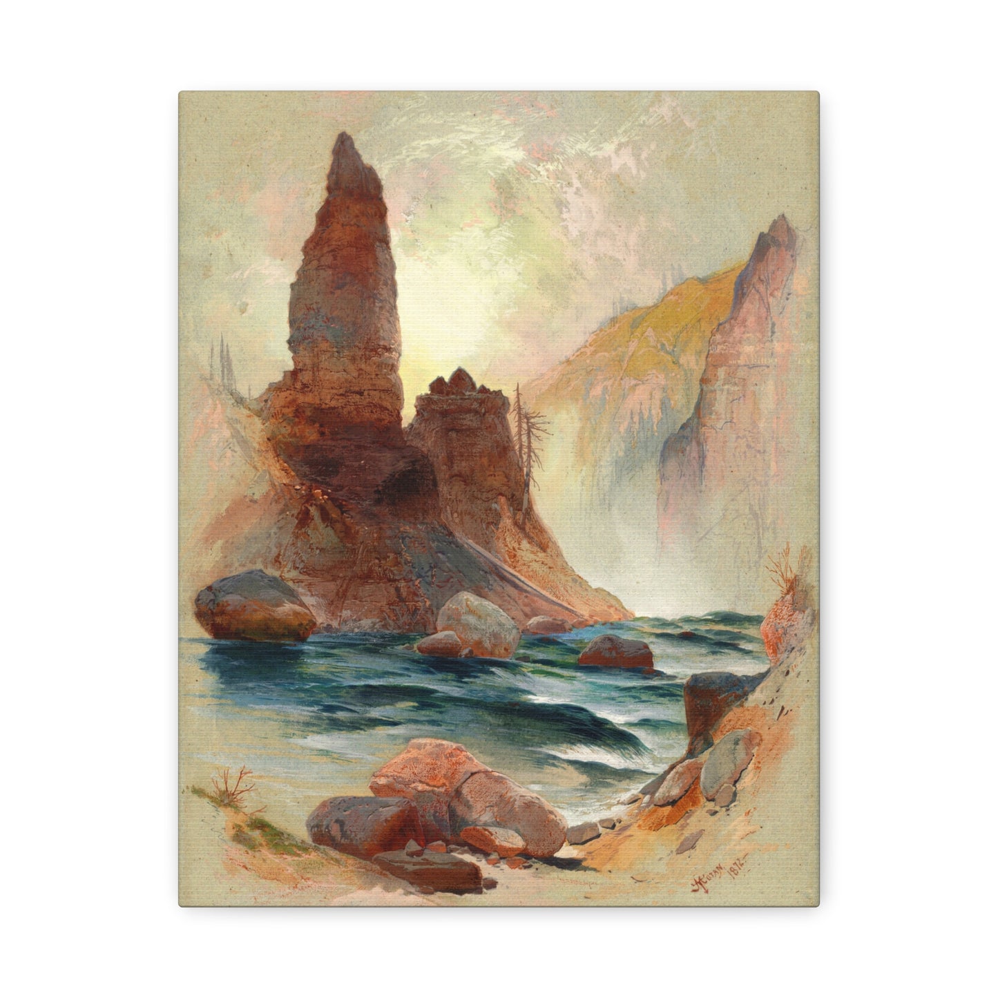 Tower at Tower Falls, Yellowstone by Thomas Moran Canvas Print