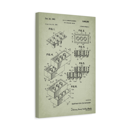Lego Blocks Toy Patent Canvas Wall Art