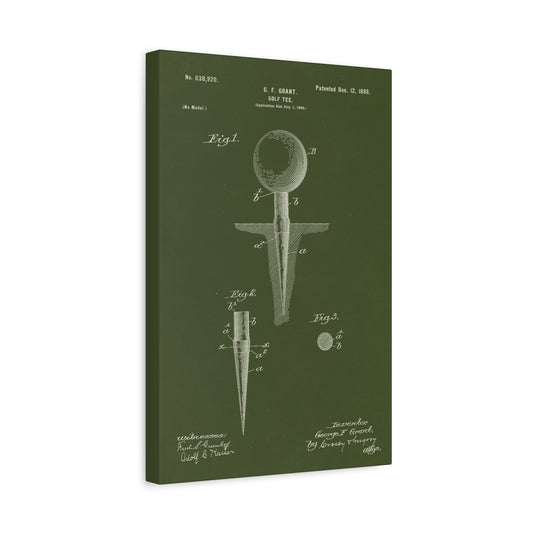 Golf Tee Patent Art Canvas Wall Art