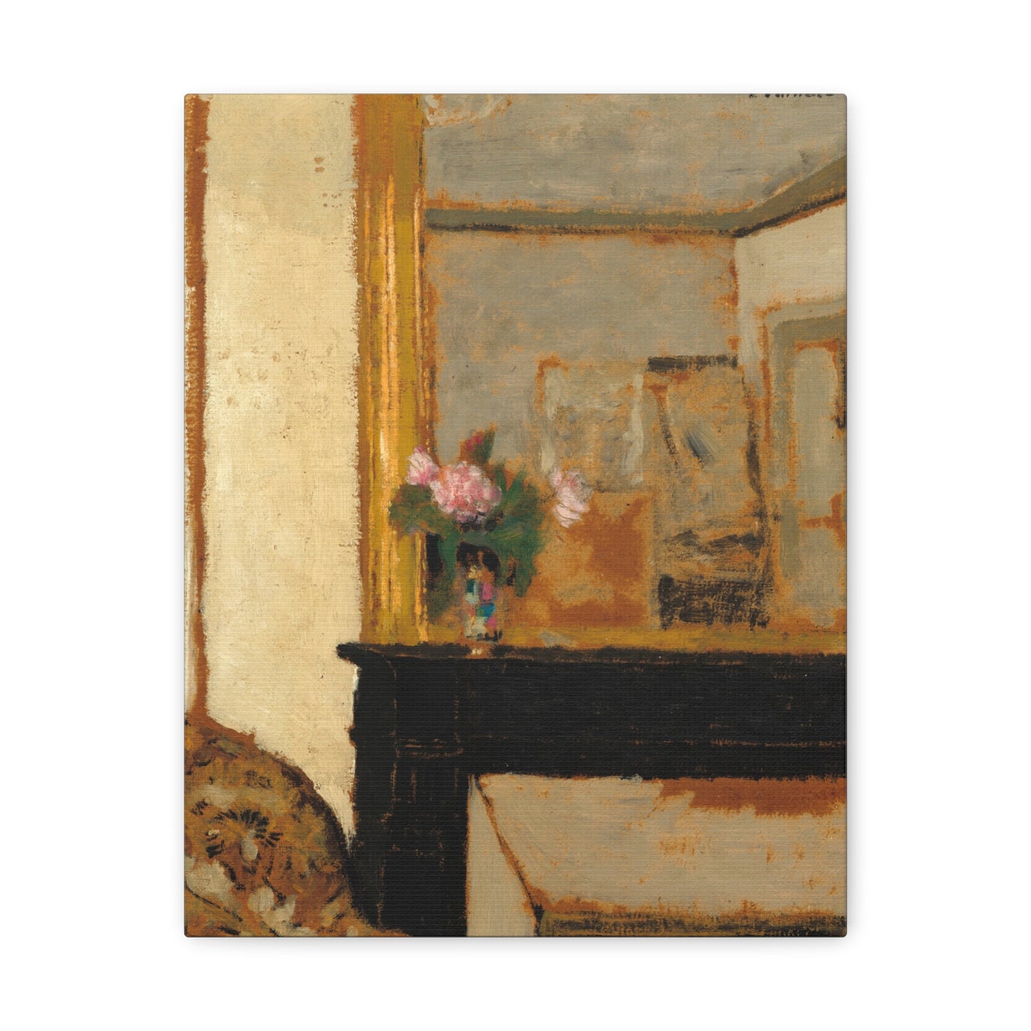 Vase of Flowers on a Mantelpiece by Edouard Vuillard Canvas Print