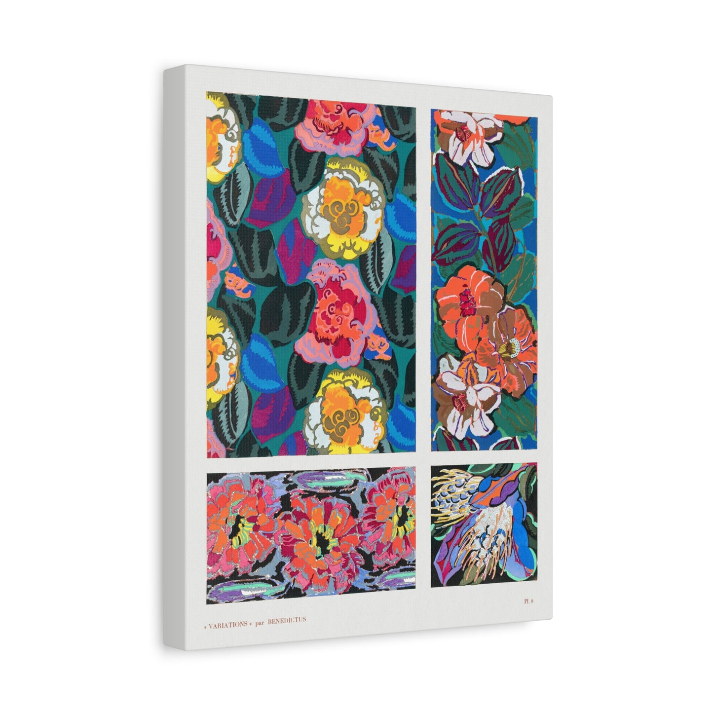 Variations #8 - Floral Art Deco Pattern by Edouard Benedictus Canvas Print