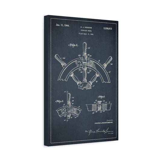 Boat Steering Wheel Nautical Patent Art Canvas Print