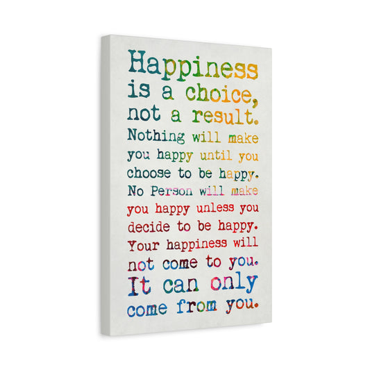 Happiness is a Choice Inspirational Canvas Wall Art