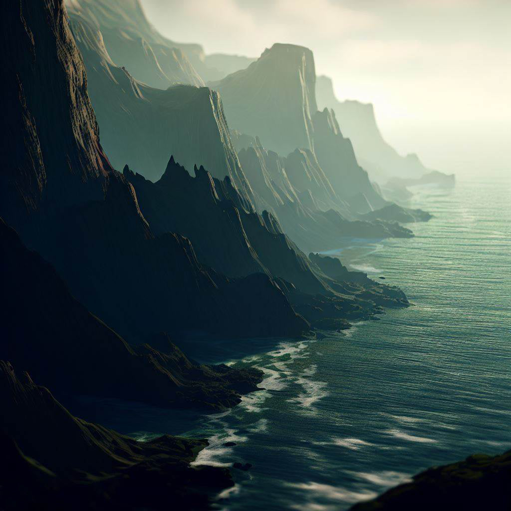 3d Rendered Cliffs Digital Art Art Print