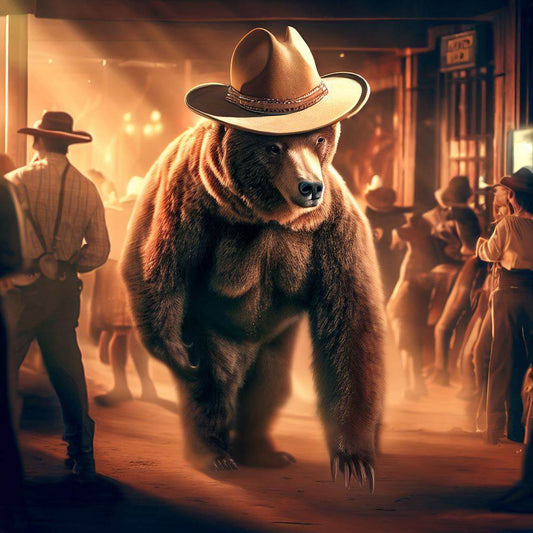 Cowboy Bear Walks Into A Bar Digital Painting Art Print