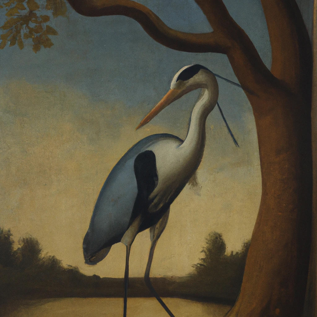 Classical Master Style Portrait of A Heron Painting I Art Print