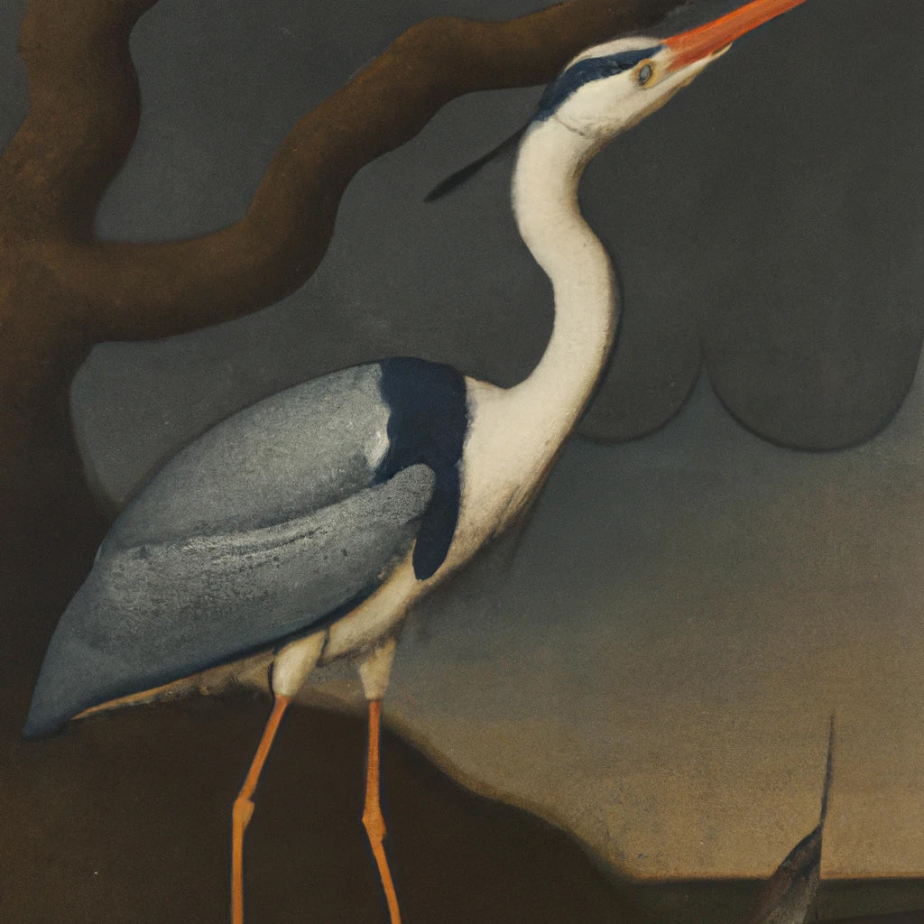 Classical Master Style Portrait of A Heron Painting II Art Print