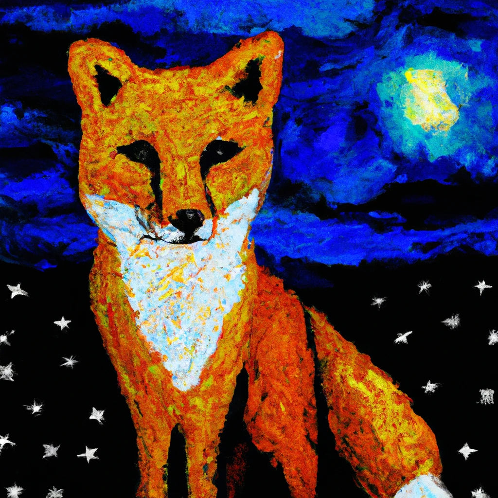 Abstract Fox at Night Painting I Art Print