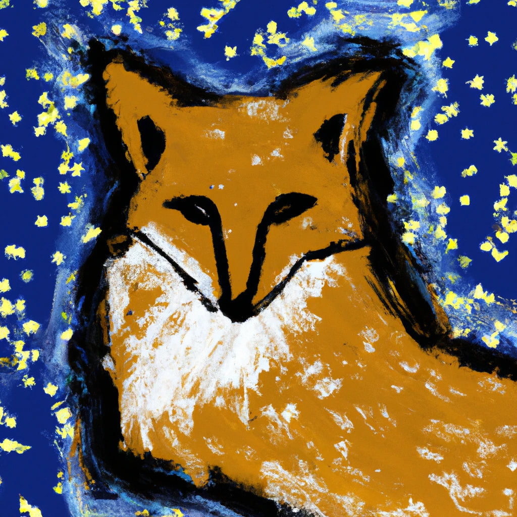 Abstract Fox at Night Painting II Art Print