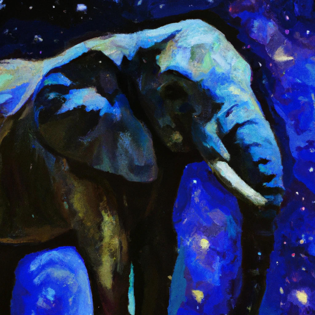 Abstract Elephant at Night Painting II Art Print