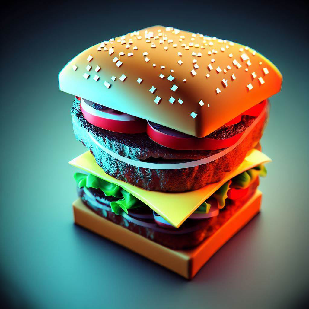 Square Hamburger Digital Painting Art Print