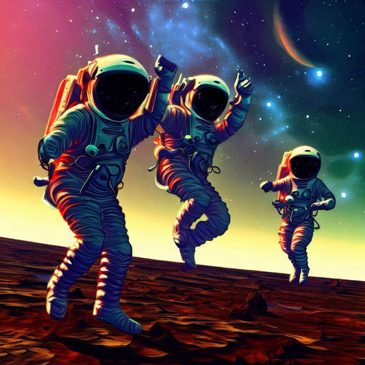 Group of Dancing Astronauts on Mars II Art Print