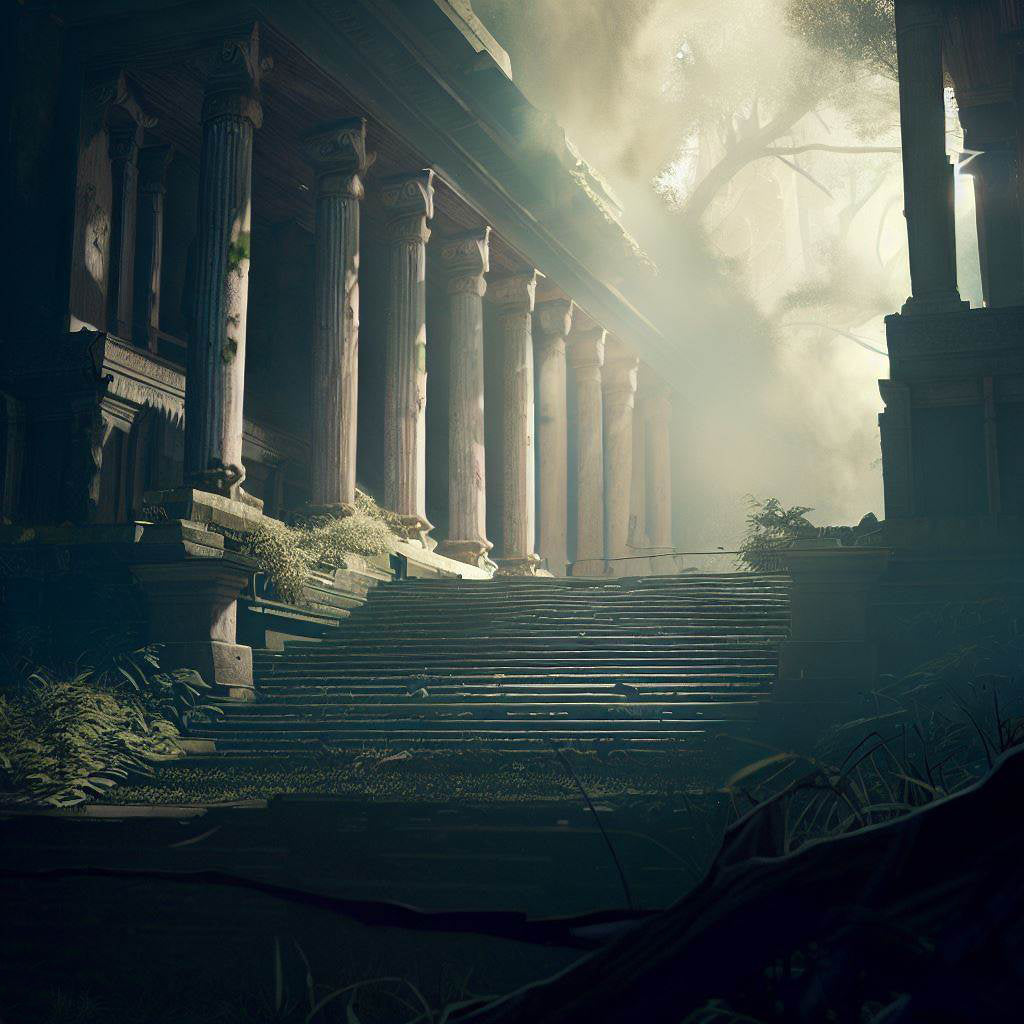 Cinematic Temple Ruins Digital Painting I Art Print