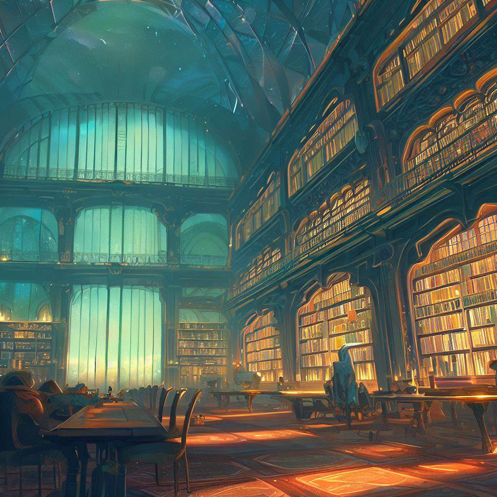 Fantasy Library at Night Digital Painting Art Print – Keep Calm Collection