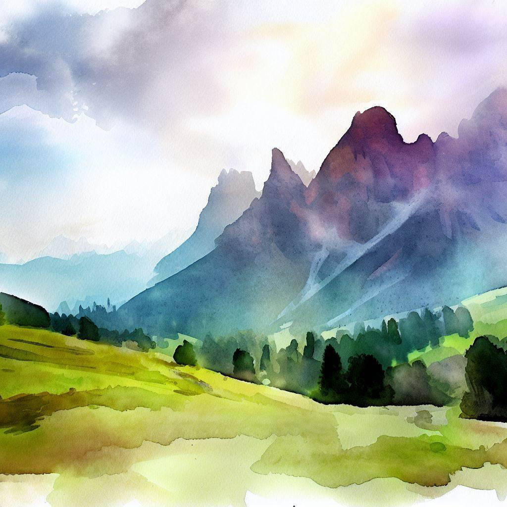 Path in The Dolomites Watercolor Painting I Art Print