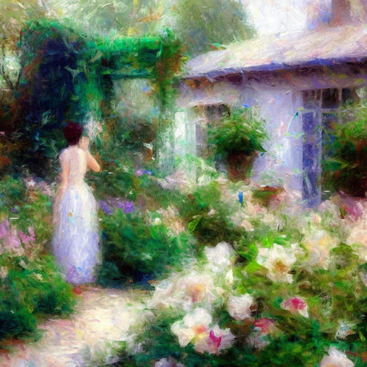 Woman in The Garden Painting Art Print