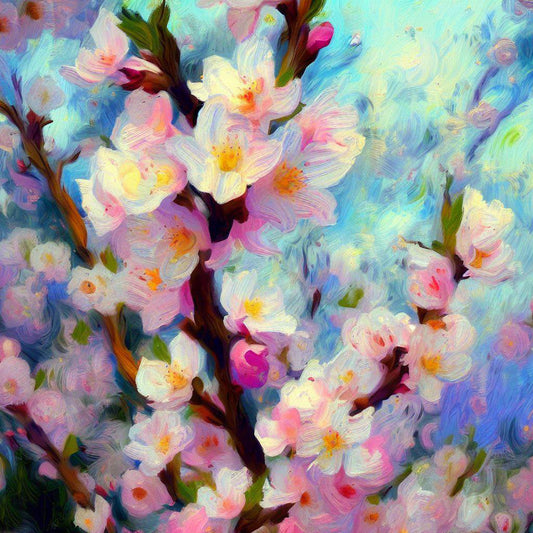 Close Up Cherry Blossoms Painting II Art Print
