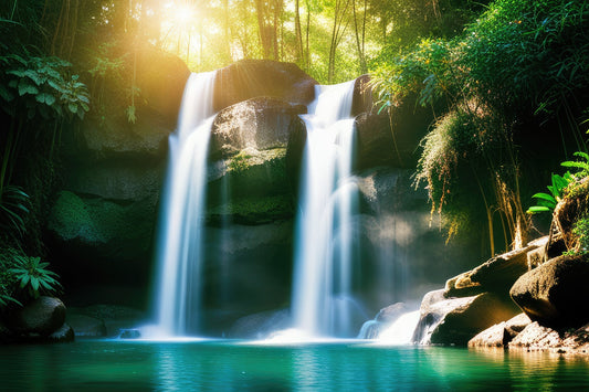 Waterfalls in A Lush Jungle Photograph I Art Print