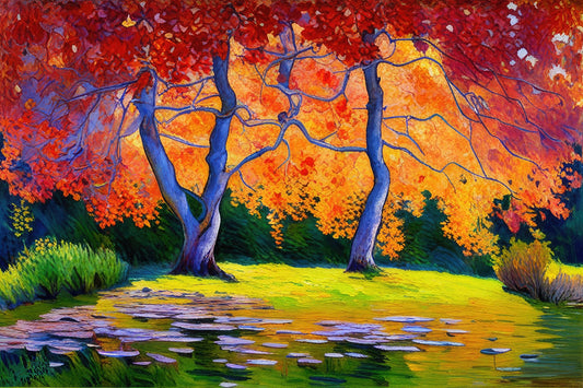 Autumn Trees Landscape Digital Painting II Art Print
