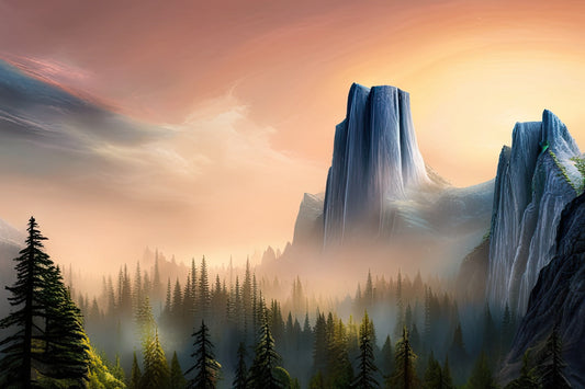 Yosemite National Park Digital Painting Art Print