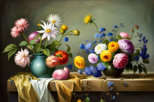 Beautiful Bouquets of Flowers Still Life Painting