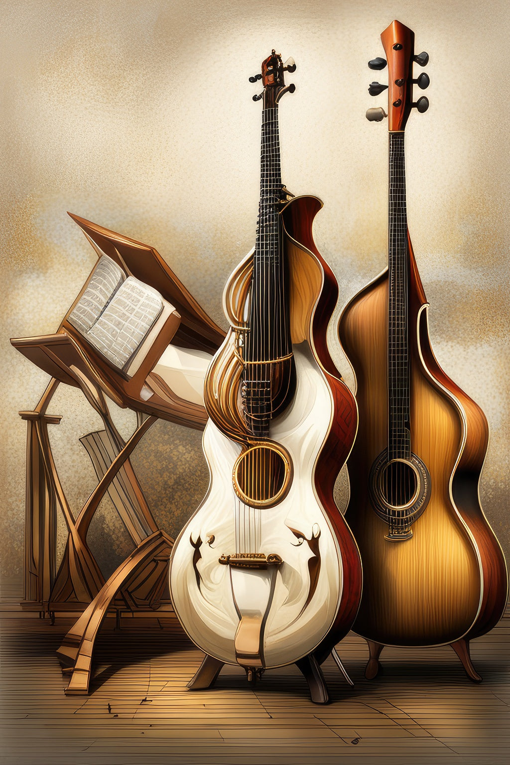 Musical Instruments Digital Illustration Art Print