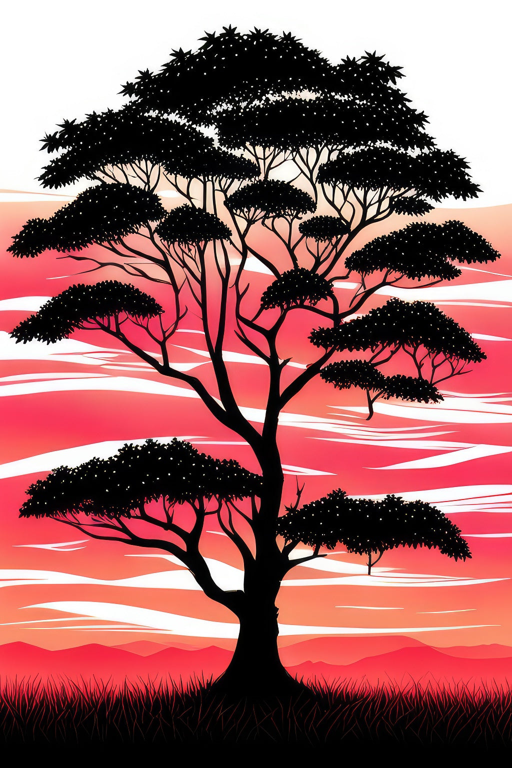 Tree Silhouette Digital Illustration Art Print