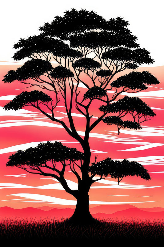 Tree Silhouette Digital Illustration Art Print