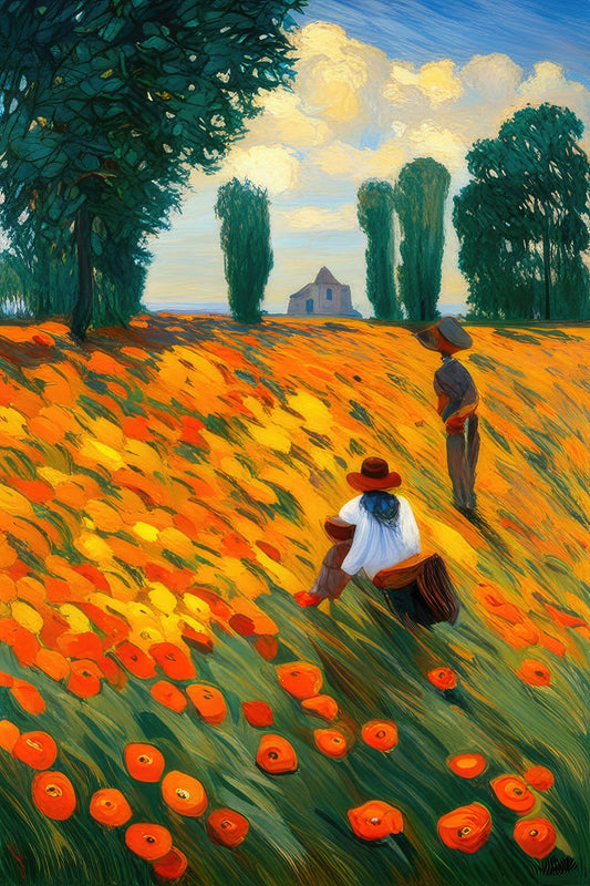 Women in a Field of Poppies Art Print