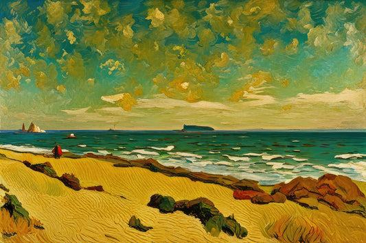 Abstract Sandy Beach Oil Painting Art Print