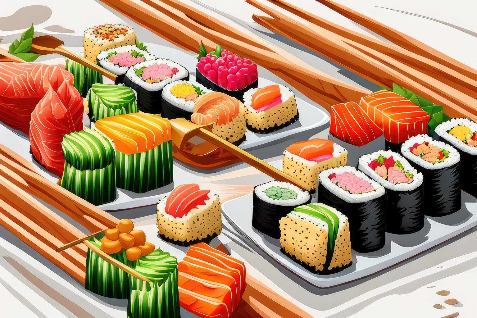 Sushi Plate Digital Illustration Art Print