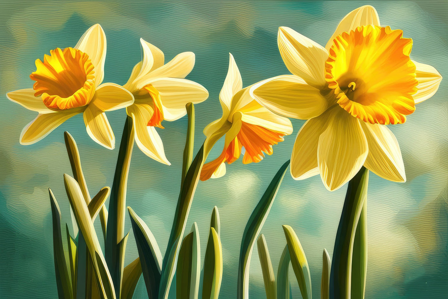 Yellow Daffodils Composition Digital Painting Art Print