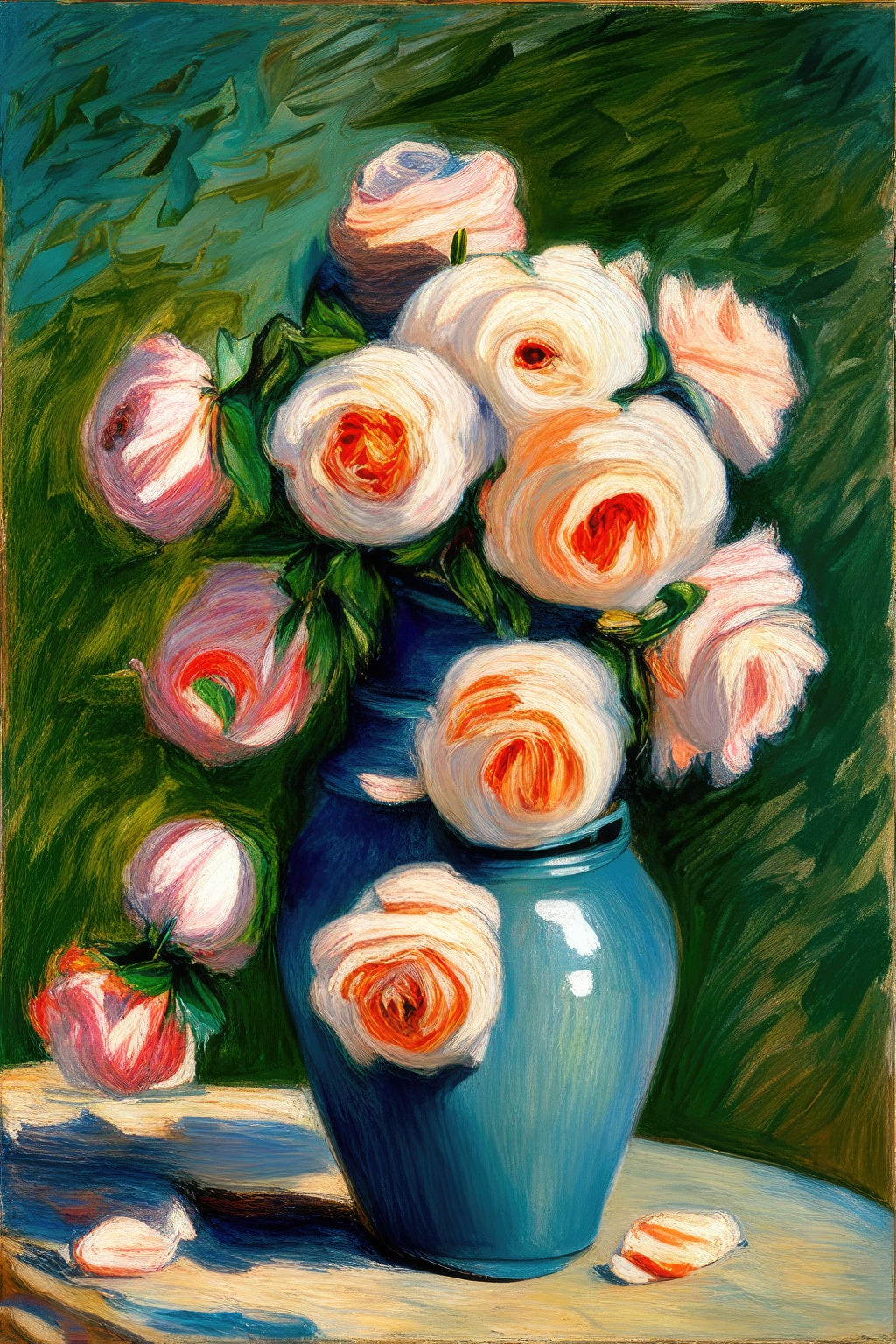 Bouquet of Pink Roses Oil Painting Art Print