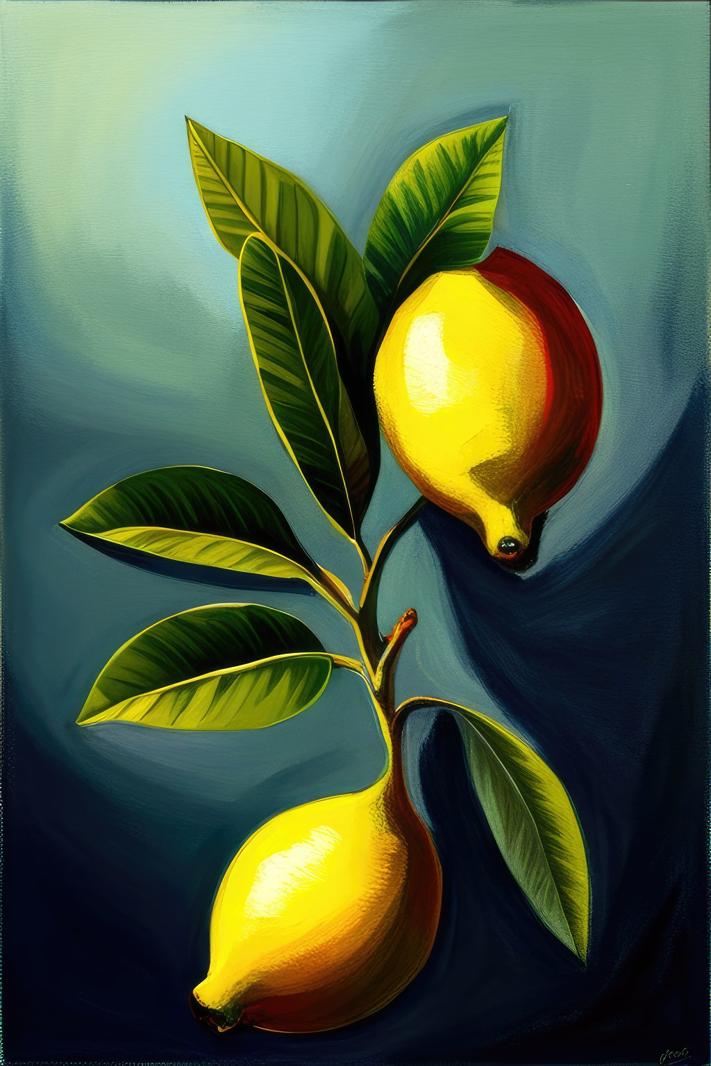 Two Lemons Digital Painting Art Print