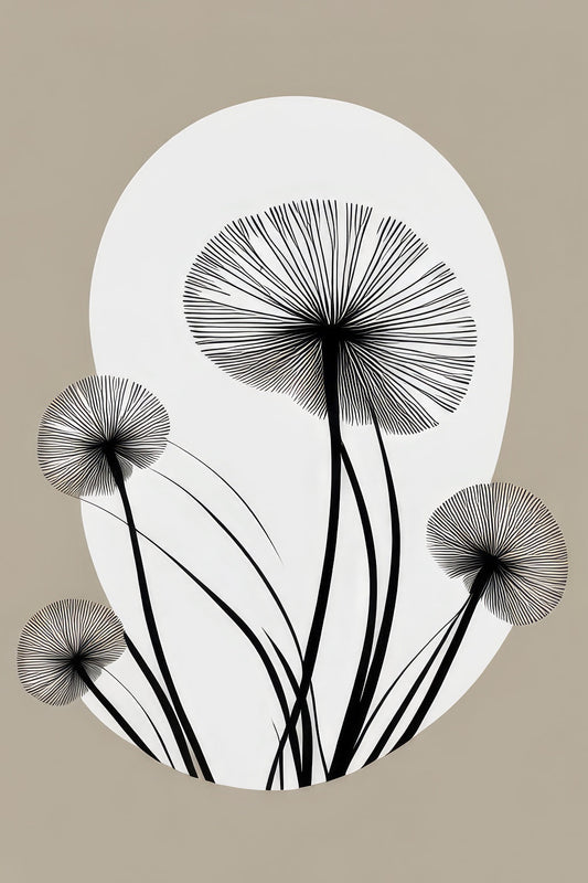 Illustrated Dandelion Abstract Art Print