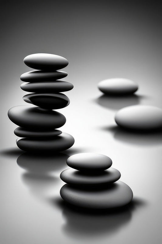 Zen Stones Black and White Photo Art Print