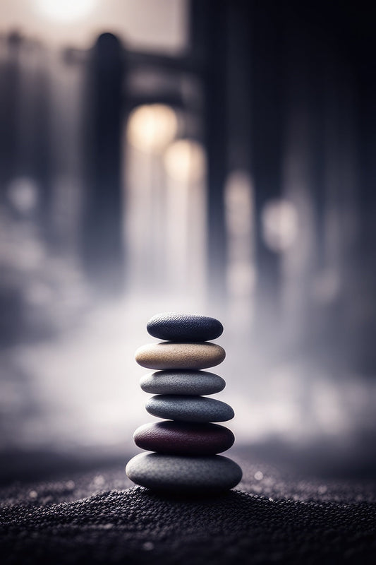 Zen Stones Near A Waterfall Photo Art Print