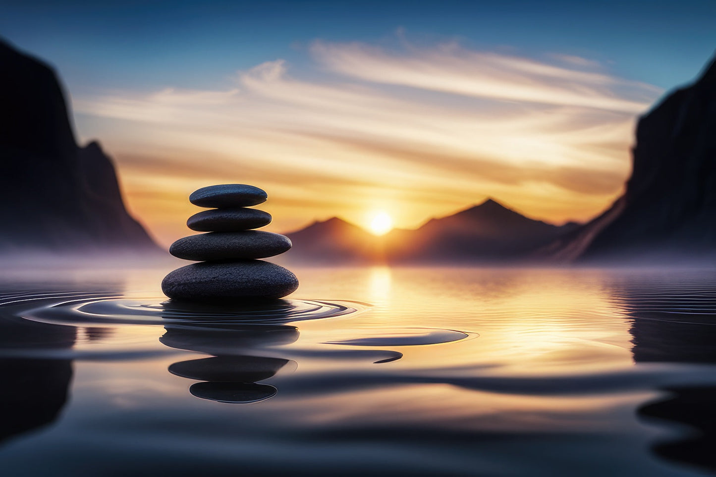 Zen Stones at Sunset Photo Art Print