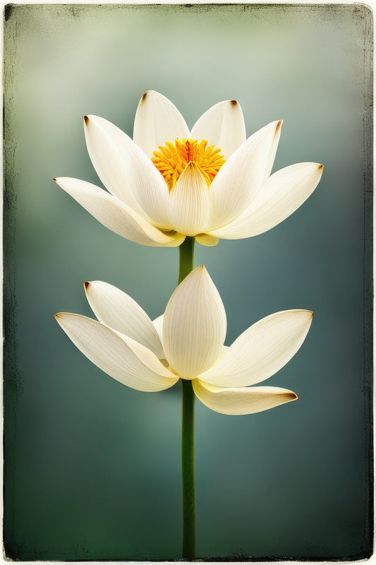 White Lotus with Grunge Background Photo Art Print