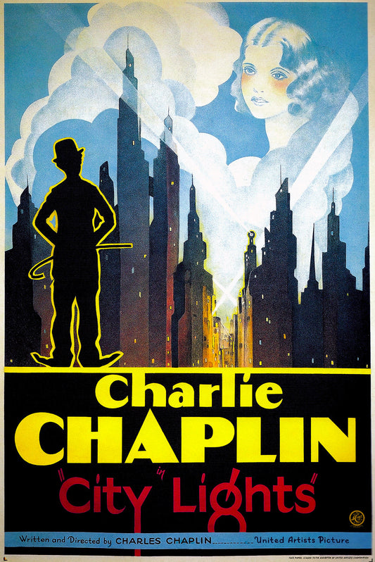 Charlie Chaplin City of Lights Vintage Movie Poster