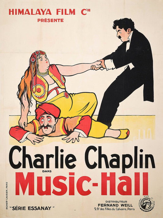 Charlie Chaplin Music Hall 1914 Vintage Movie Poster