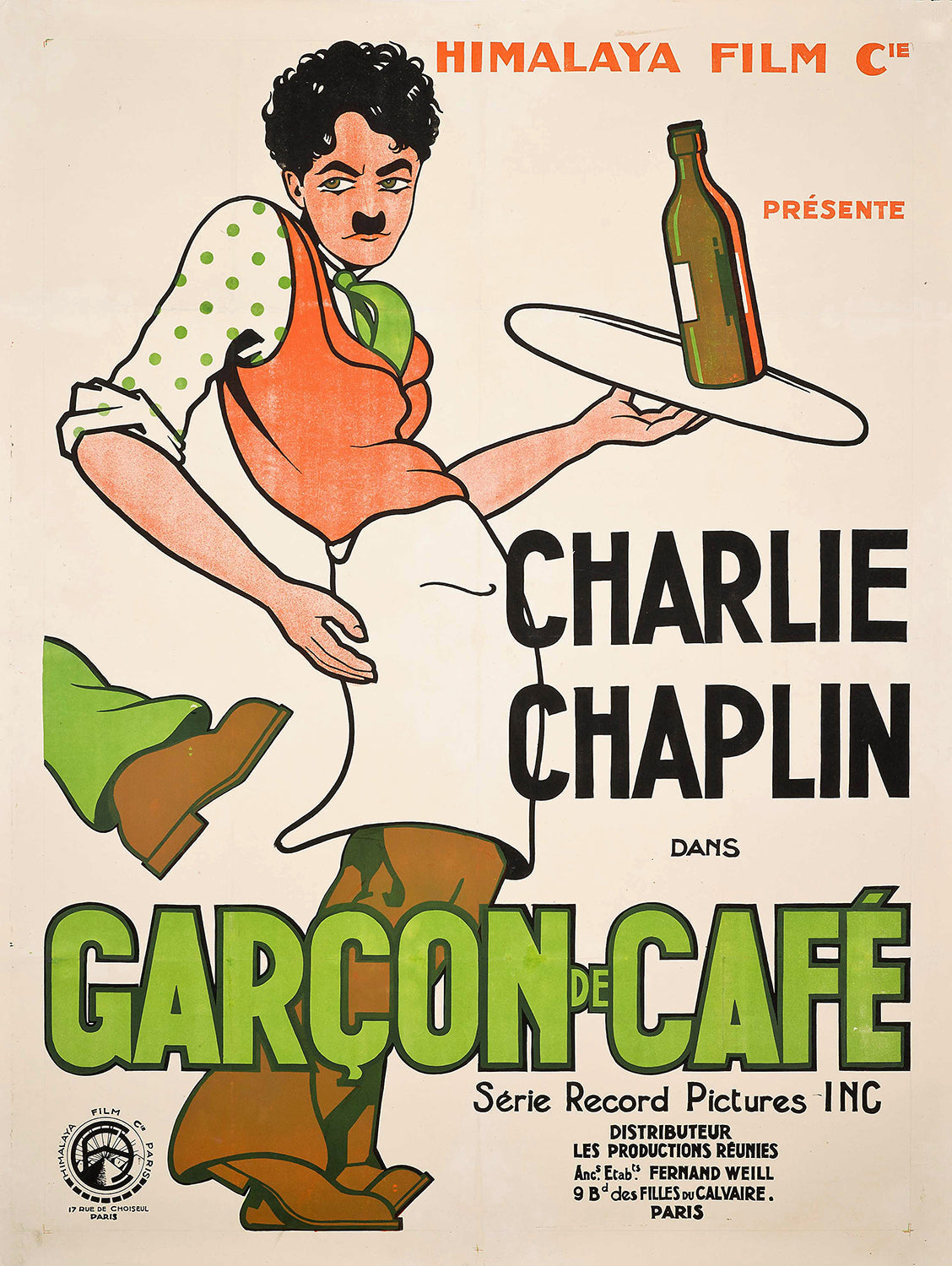 Charlie Chaplin Garcon De Cafe 1914 French Movie Poster