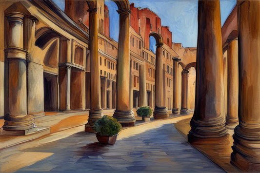 Courtyard with Columns Oil Painting Art Print